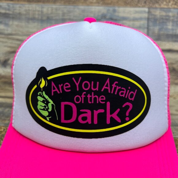 Are You Afraid Of The Dark Mens Trucker Hat Pink Snapback 90s Retro TV Ball Cap - Picture 3 of 8